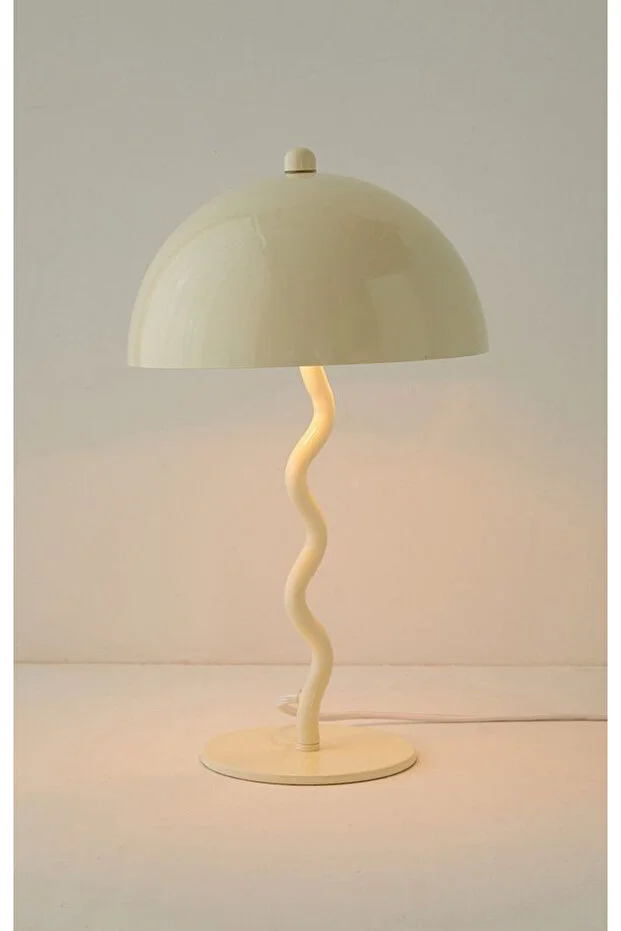 Modern Tasarım Mars Zigzag Abajur Metal Gövde Krem